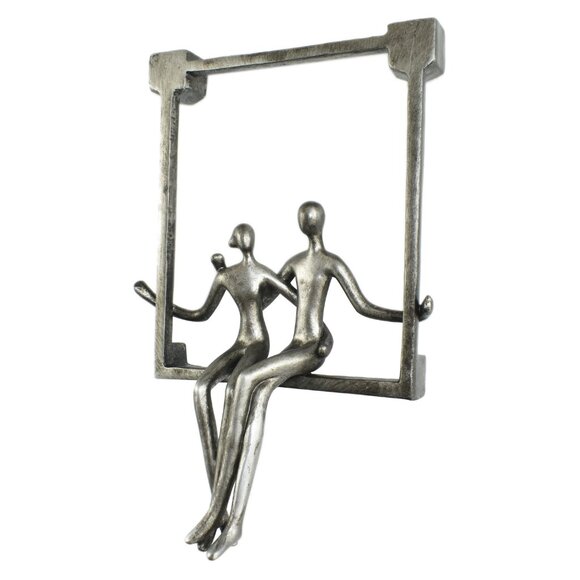 Adam & Friends Home Decor Swinging Couple Sculpture | 1-Piece | Pewter - Picture 2 of 5